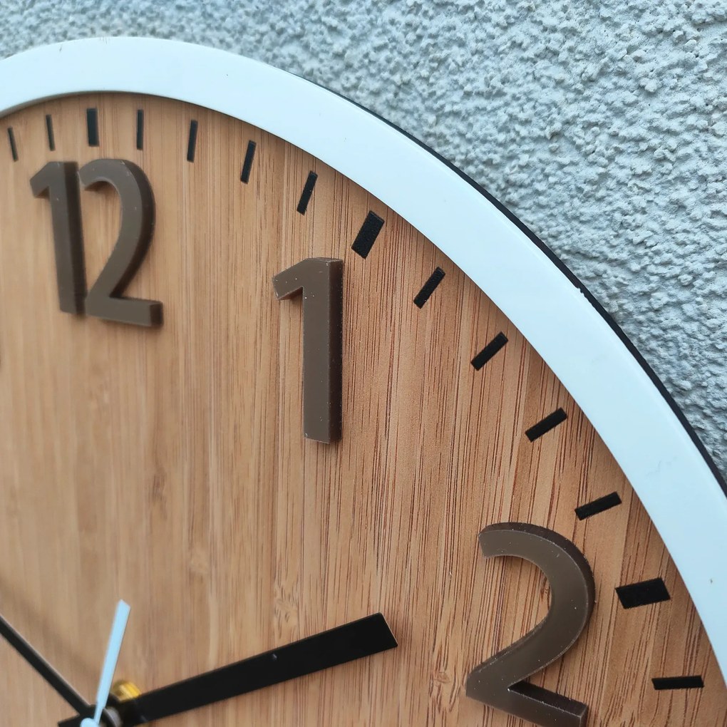 Bambusové nástěnné hodiny Karina 30 cm hnědé/bílé