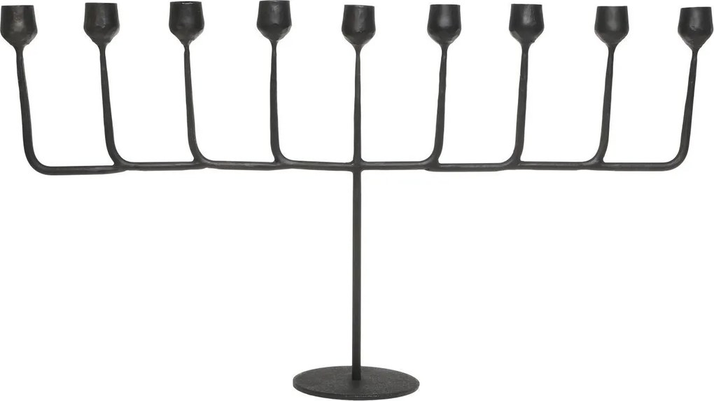 Čierny antik kovový svietnik na 9 úzkych sviečok Ferrio - 57*33 cm