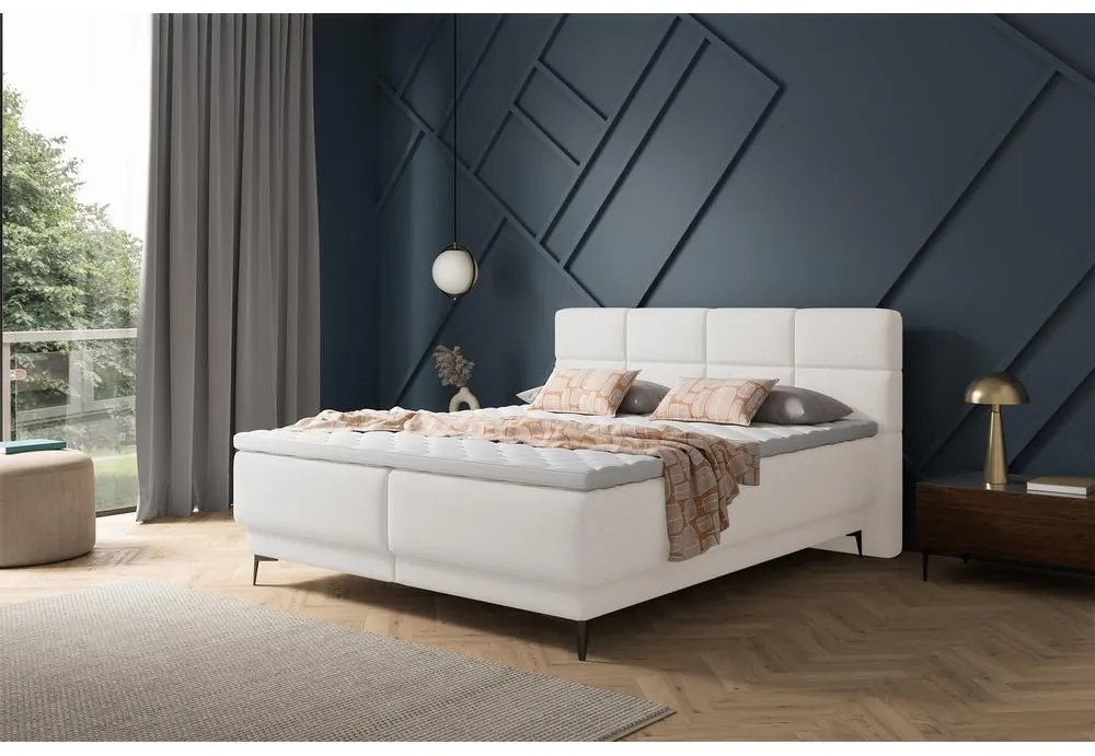Manželská kontinentálna posteľ 160 cm Riviera 160 (s roštom a matracom) (s úl. priestorom) (biela + čierna). Akcia -18%. Vlastná spoľahlivá doprava až k Vám domov. 1099647