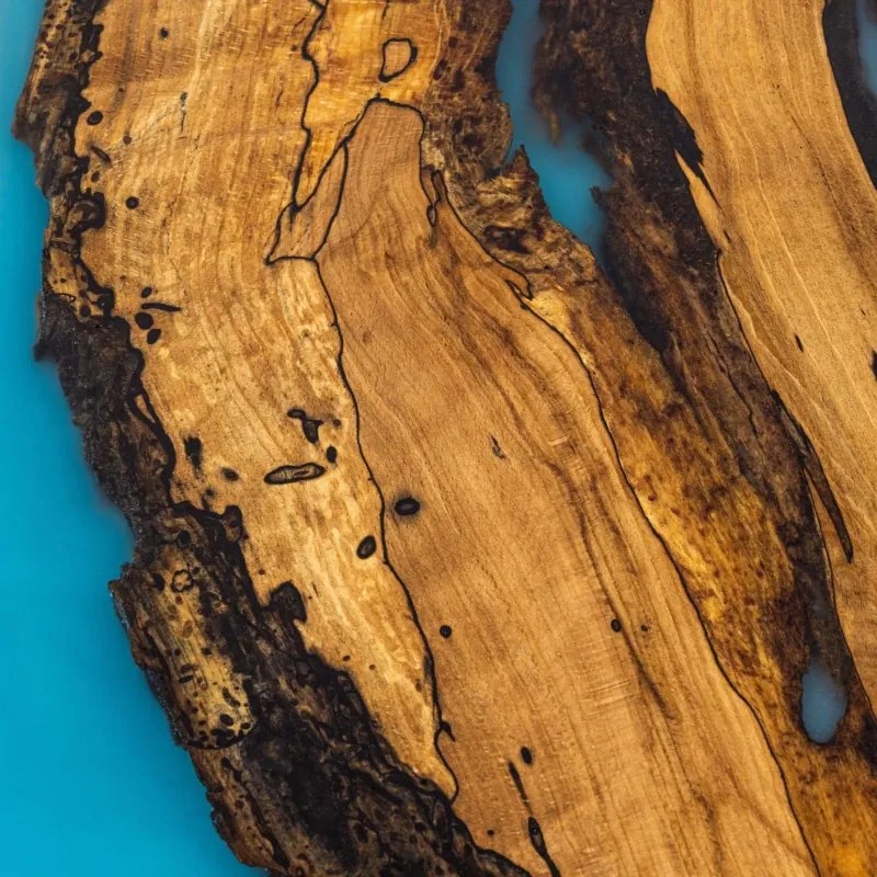 Konferenčný stôl PLANETÁRIUM zo špaltovaného buku a fluorescenčnej epoxidovej živice 96x59