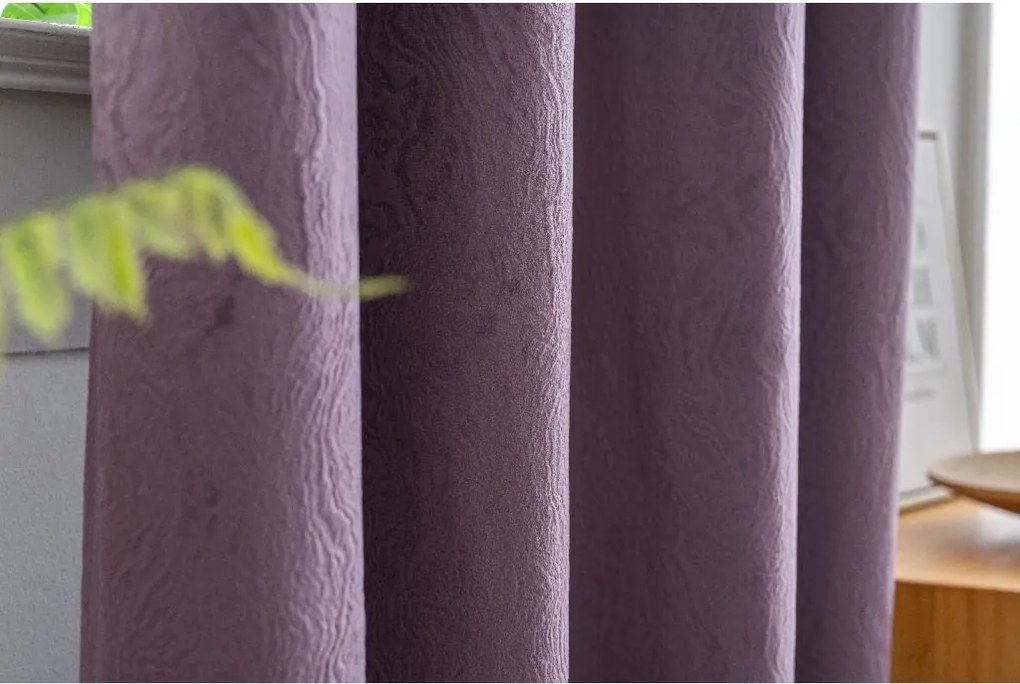 Zatemňovací záves DUNES VELVET 140x250 cm, fialový Zavesenie: Kovové krúžky