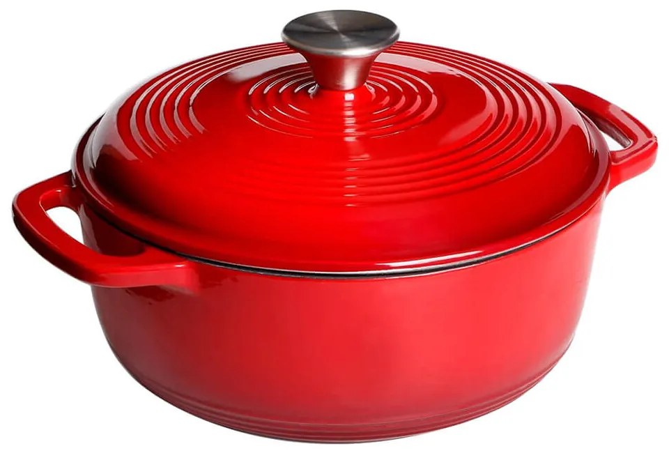 Smaltovaný liatinový hrniec s pokrievkou, 5,7 L, červený