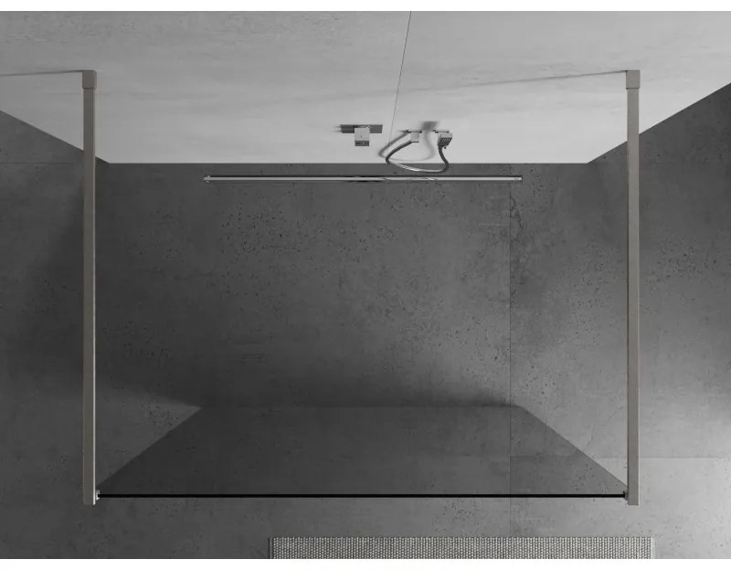 Mexen Kioto, sprchová zástena Walk-In 115 x 200 cm, 8mm číre sklo, brúsená oceľ profil, 800-115-002-97-00