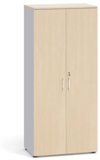 Kancelárska skriňa s dverami, 1781 x 800 x 420 mm, sivá / breza