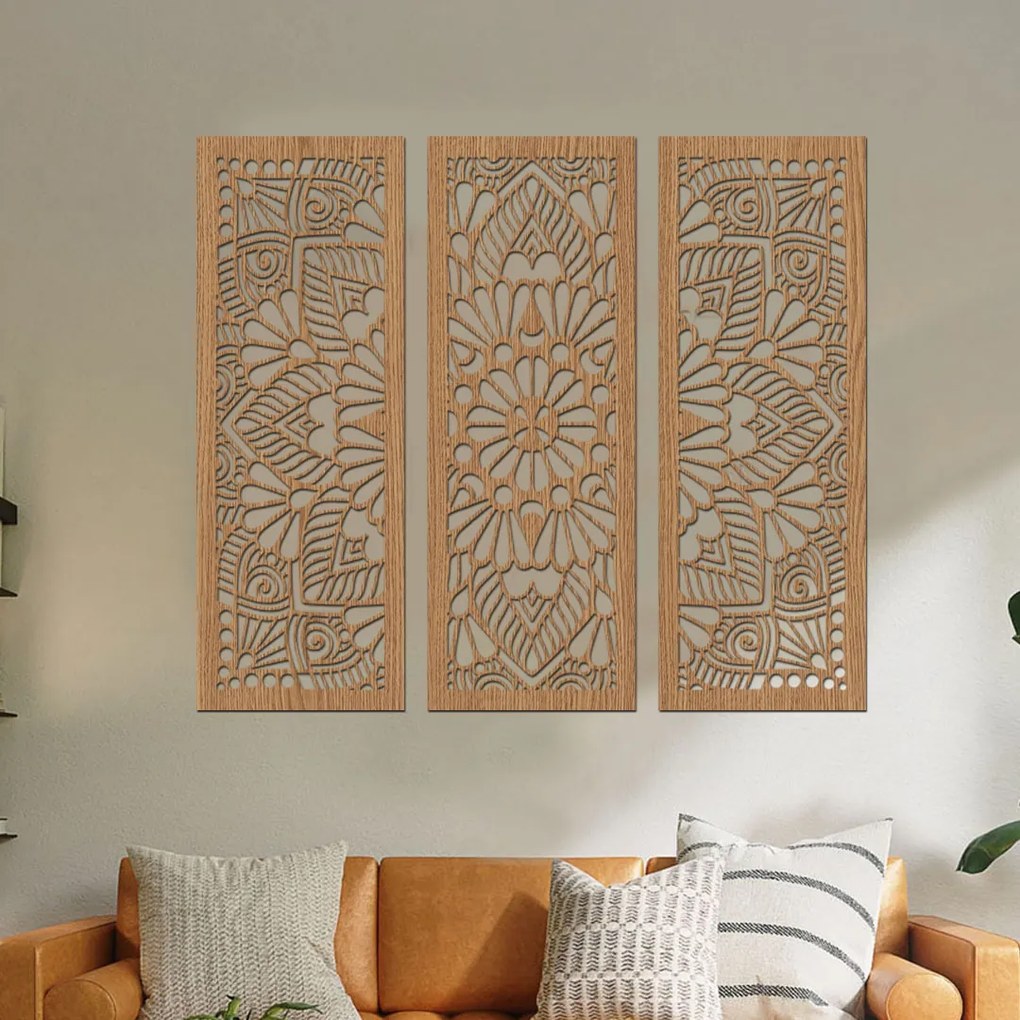 drevo zivota Drevená 3dielna mandala QUADRO Farebný vzor: Wenge, Veľkosť viacdielov: 96x80