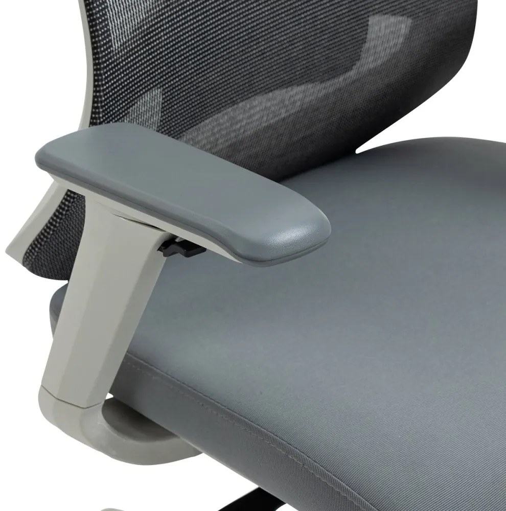 Kancelárska ergonomická stolička BULMA — sieť/látka, sivá