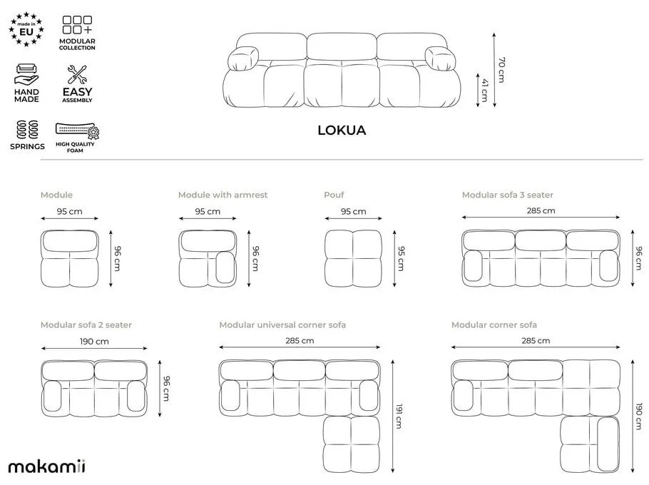 Svetlozelená zamatová modulárna rohová pohovka (pravý roh) Lokua – Makamii