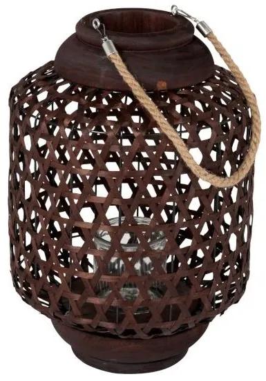 Hnedá drevená lampáš Knitti wood - Ø 32 * 45 cm