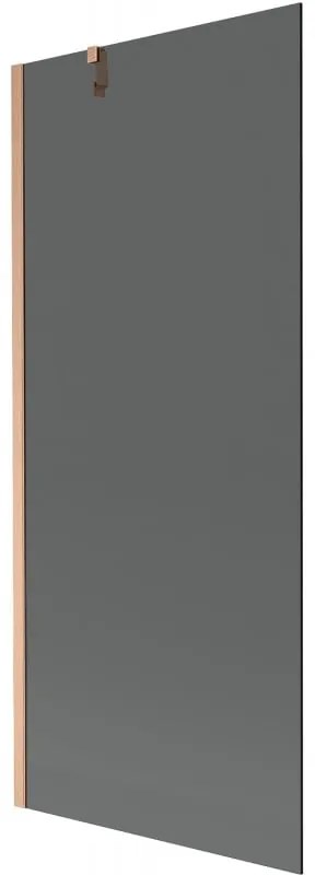 Mexen Next, 1-krídlová vaňová zástena 80 x 150 cm, 6mm šedé sklo, medená matná, 895-080-000-00-40-65