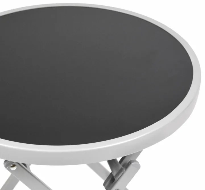 Záhradný bistro stolík, skladací, Ø 45 cm, čierna tónovaná
