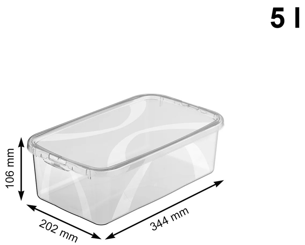 Sada 4 kusov úložných boxov, s vekom, Rotho LONA, 34x20x11 SADA (4 x 5l)