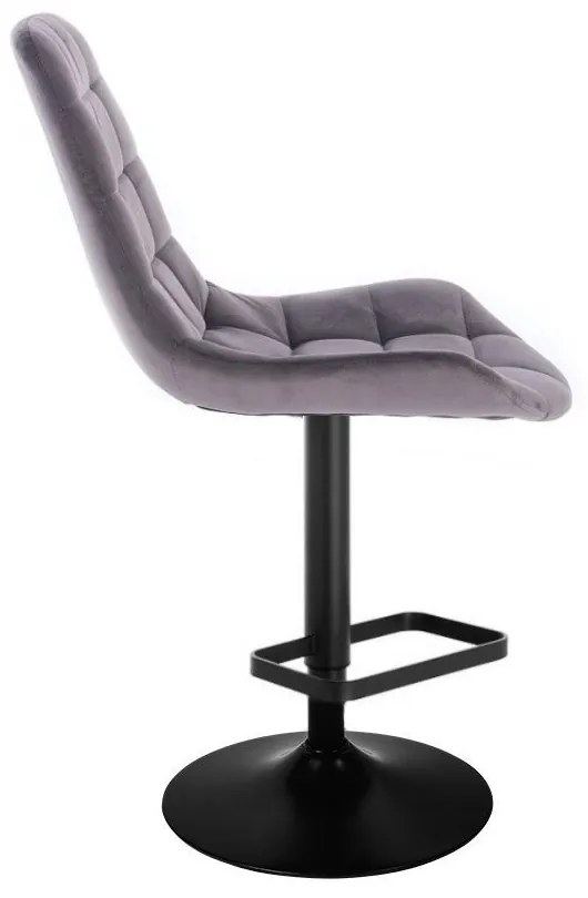LuxuryForm DESIGN Barová stolička PARIS VELUR na čiernom tanieri - šedá