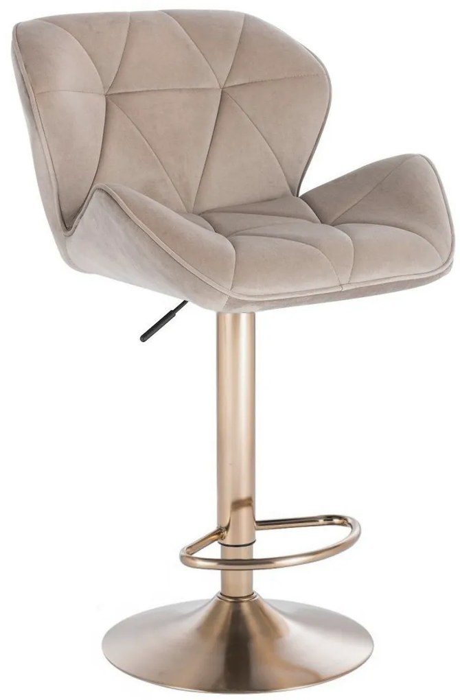 LuxuryForm DESIGN Barová stolička MILANO VELUR na zlatom tanieri - latte