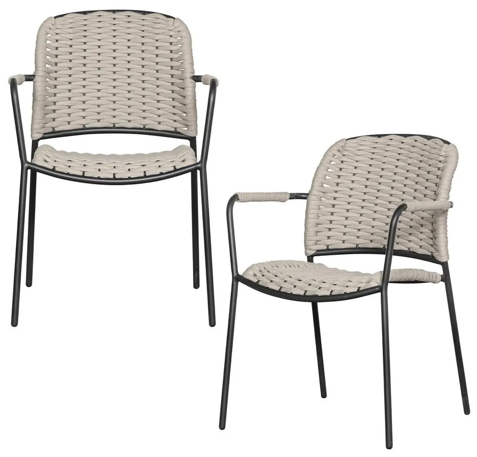 Čierno-béžové kovové záhradné stoličky v súprave 2 ks Taku – Exotan