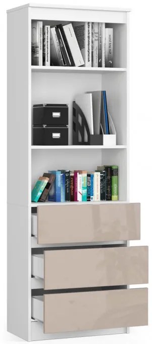 Regál R60 3SZ 2P CLP biely / cappuccino lesk