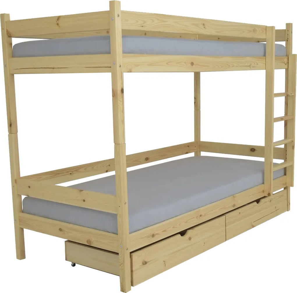 MJ Poschodová postel z masívu Paula 2 200x90 Farba: Biela, Variant bariéra: Bez bariéry