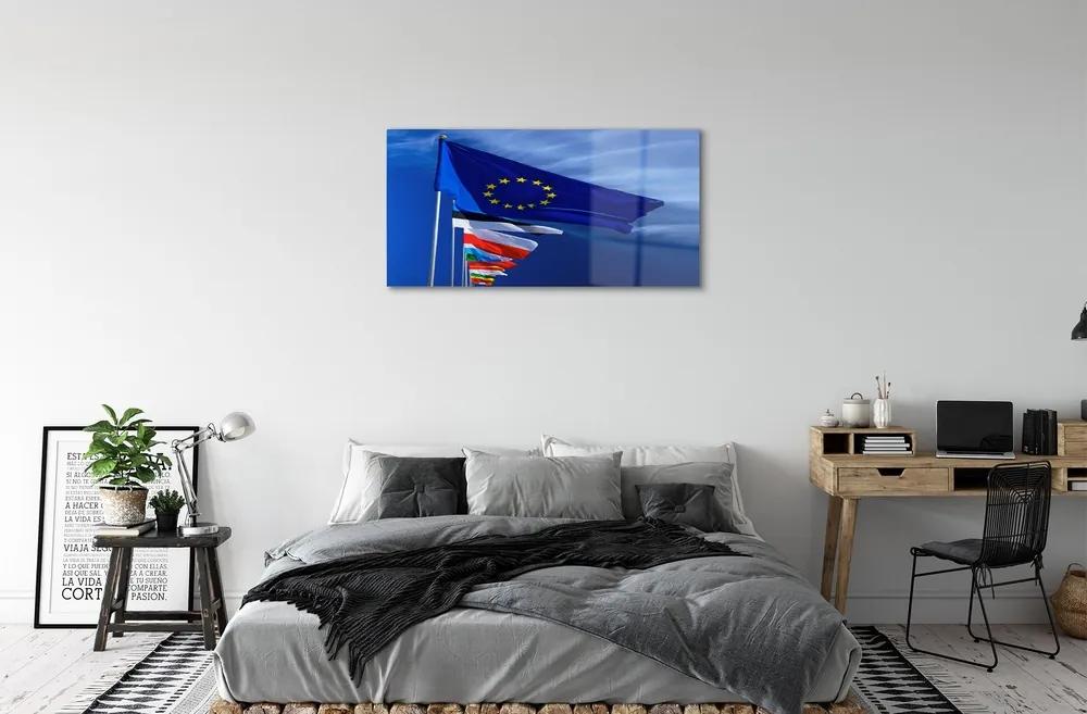 Sklenený obraz rôzne vlajky 140x70 cm