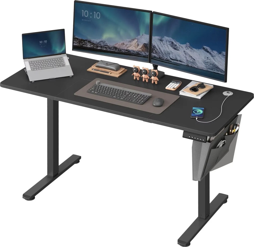 Elektricky nastaviteľný písací stôl Vasagle Foral 140 cm čierny
