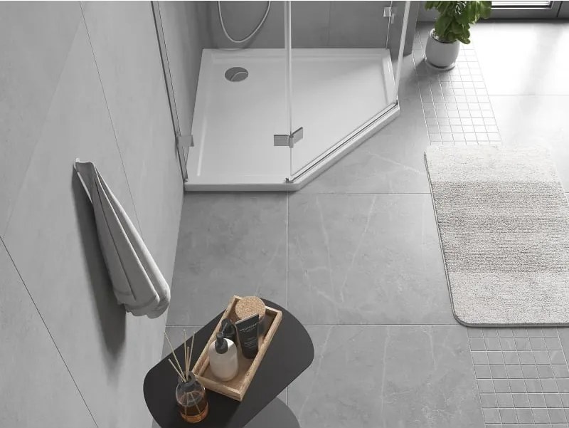 Mexen Flow Slim, päťuholníková sprchová vanička 90 x 90 cm, biela lesklá, 46P109090