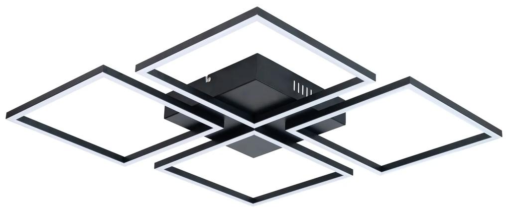 TOP-LIGHT Stropné dizajnové LED svetlo RIVIERA C RC, 65W, diaľkové ovládanie, hranaté, čierne