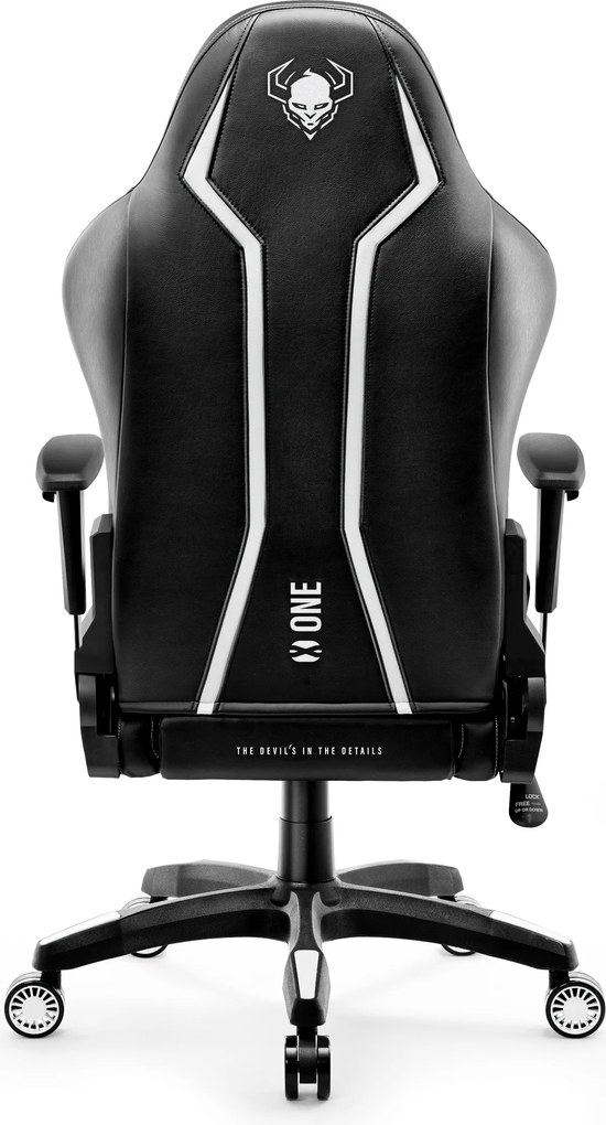 Herné kreslo z eko-kože Normal Size, čierny-biela: Diablo X-One 2.0