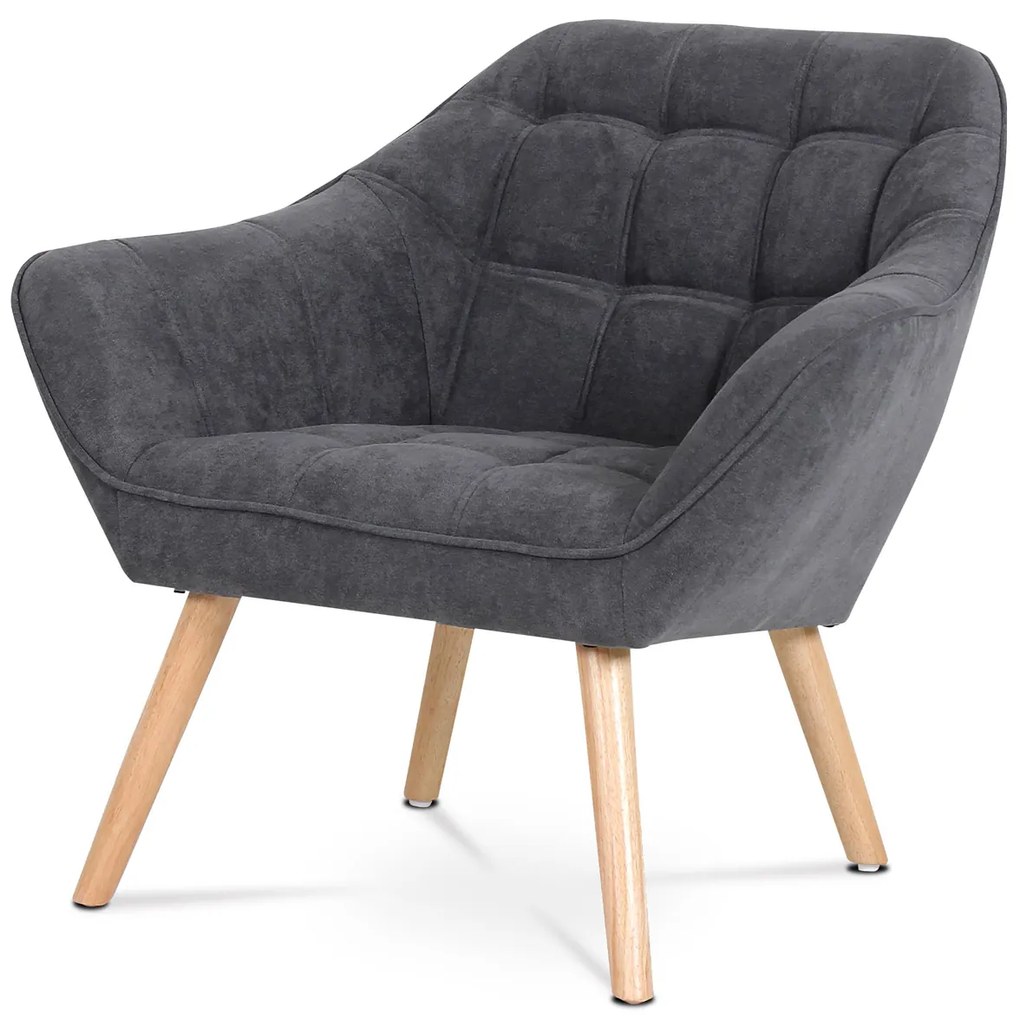 Autronic - Kreslo, poťah tmavo sivá látka, drevené nohy, masív kaučukovník - AK-321 GREY2