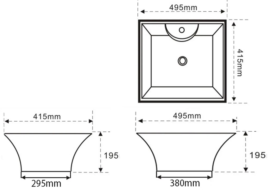 Aqualine Aqualine, Umývadlo 49,5x41,5x19,5 cm, biela, 49411