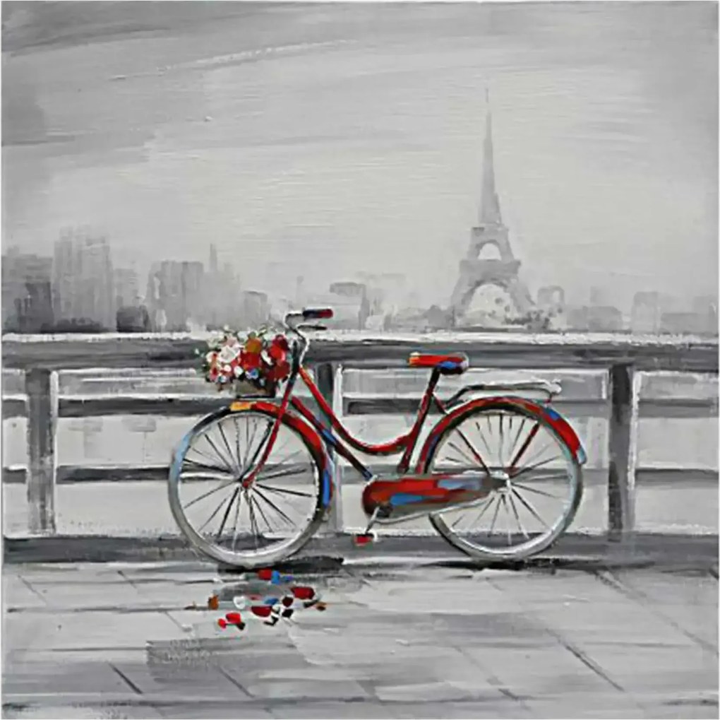 Obraz maľovaný na plátno 800x35x800 Parisian Bicycle