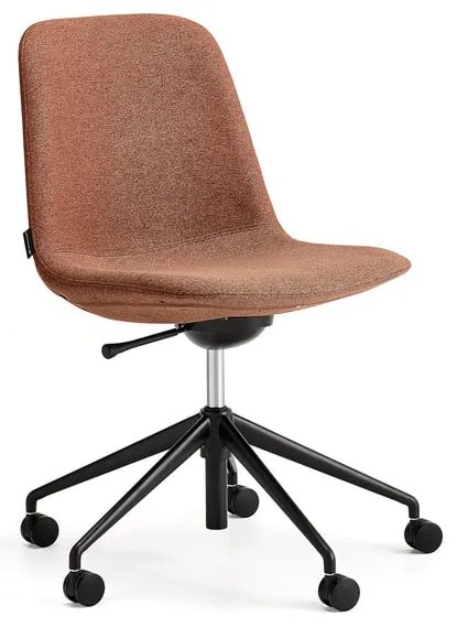 Stolička LANGLEY, nízky sedák, s kolieskami, čierna/medená