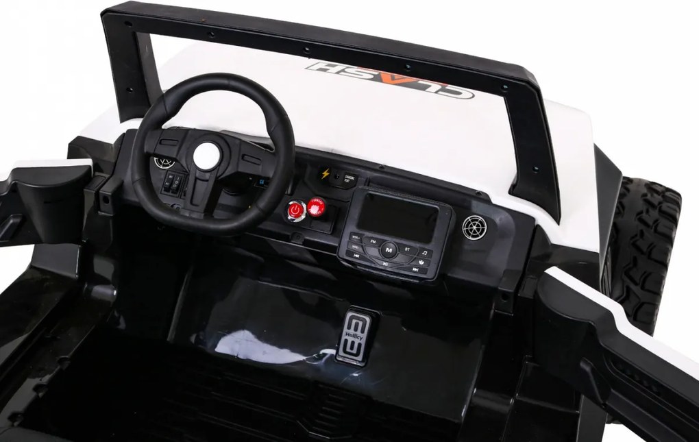 Ramiz Batériový kočík Clash pre 2 deti Biely + diaľkové ovládanie + pohon 4x4 + nastavenie sedadla + rádio MP3 + LED