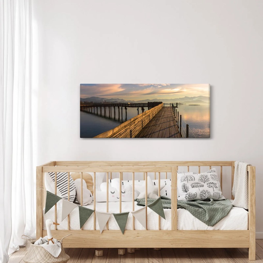 Obraz - Na brehu jazera Obersee (120x50 cm)