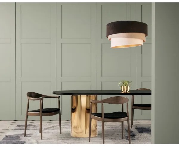 Duolla - Luster na lanku DEVON 1xE27/40W/230V pr. 45 cm čierna/béžová