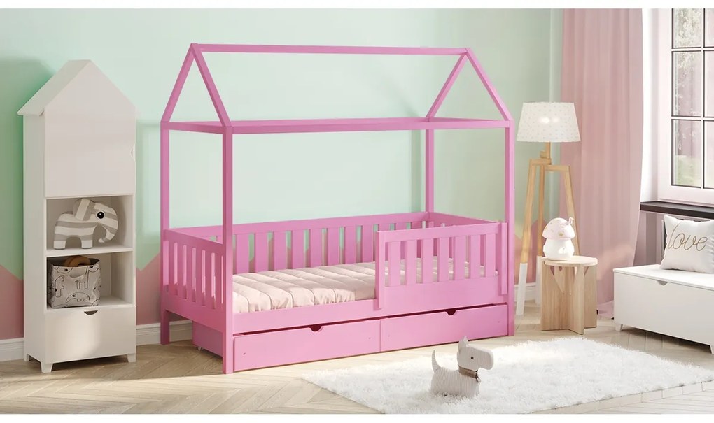 Detská posteľ domček Nemos II Certifikát Ružová 80 x 160 cm
