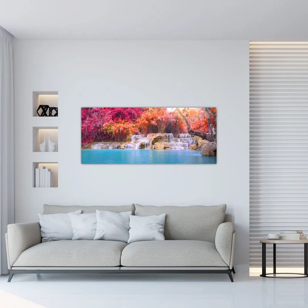 Obraz tyrkysovej lagúny, Laos, Tat Kuang Si (120x50 cm)
