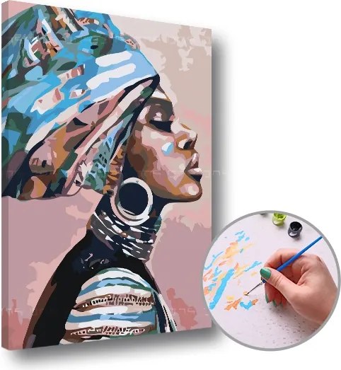 Maľovanie podľa čísel ŽENA S TURBANOM – nízka náročnosť