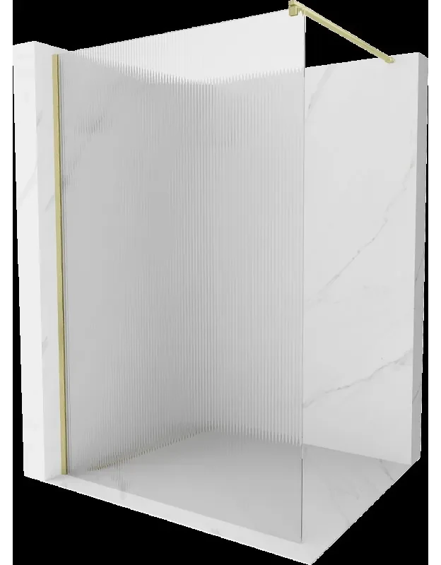 Mexen Kioto sprchová stěna Walk-in 130 x 200 cm, práško 8 mm, zlatá kartáčovaná - 800-130-101-55-09