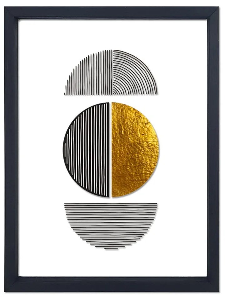 Sklenený obraz v čiernom ráme Vavien Artwork Shapes II., 32 x 42 cm