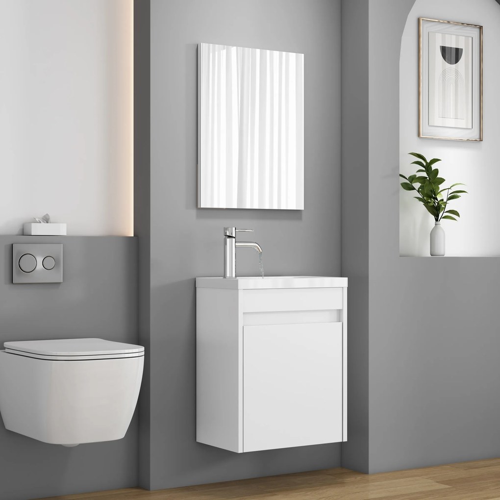 Závesná skrinka s umývadlom Houseland Lila 40 cm biela