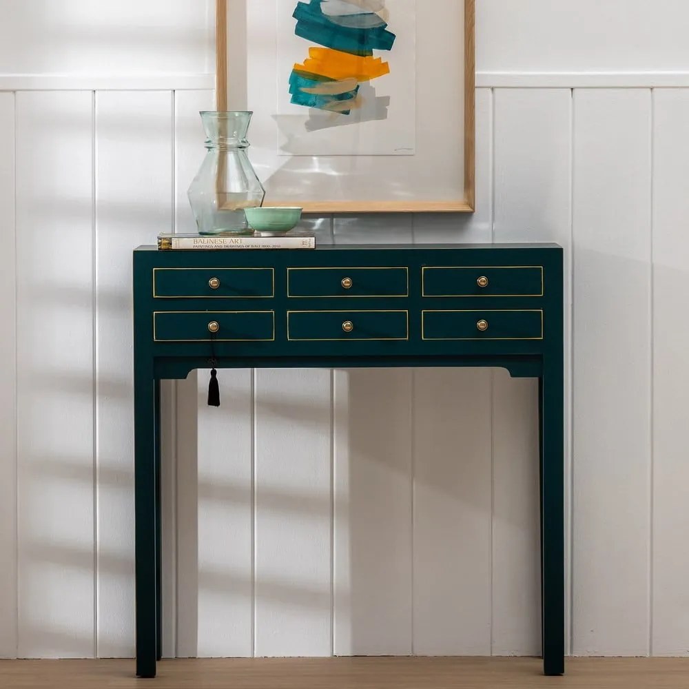 Modrý konzolový stolík 26x85 cm Diana – Ixia