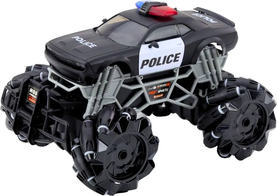 LEAN Toys Policajné terénne auto na diaľkové ovládanie RC svetlá dymový efekt 1:16