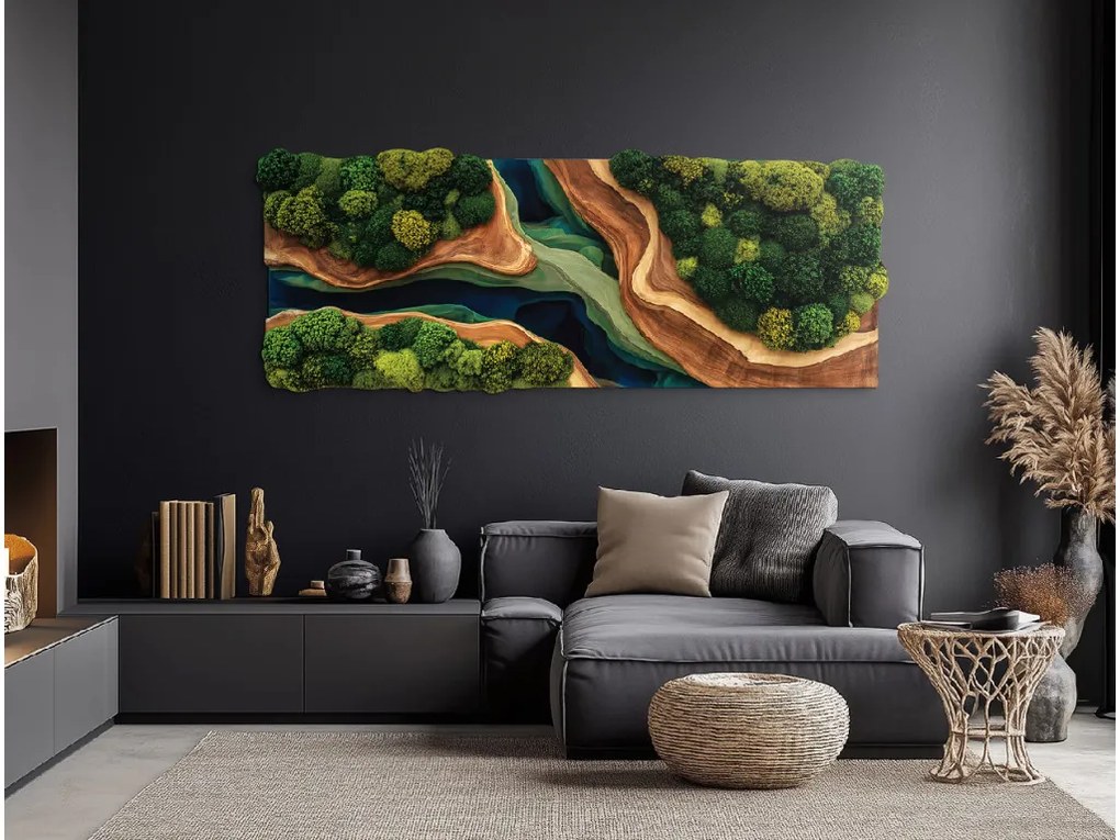 drevko |  Tlačený machový obraz Prelínanie (imitácia)  35 x 90 cm