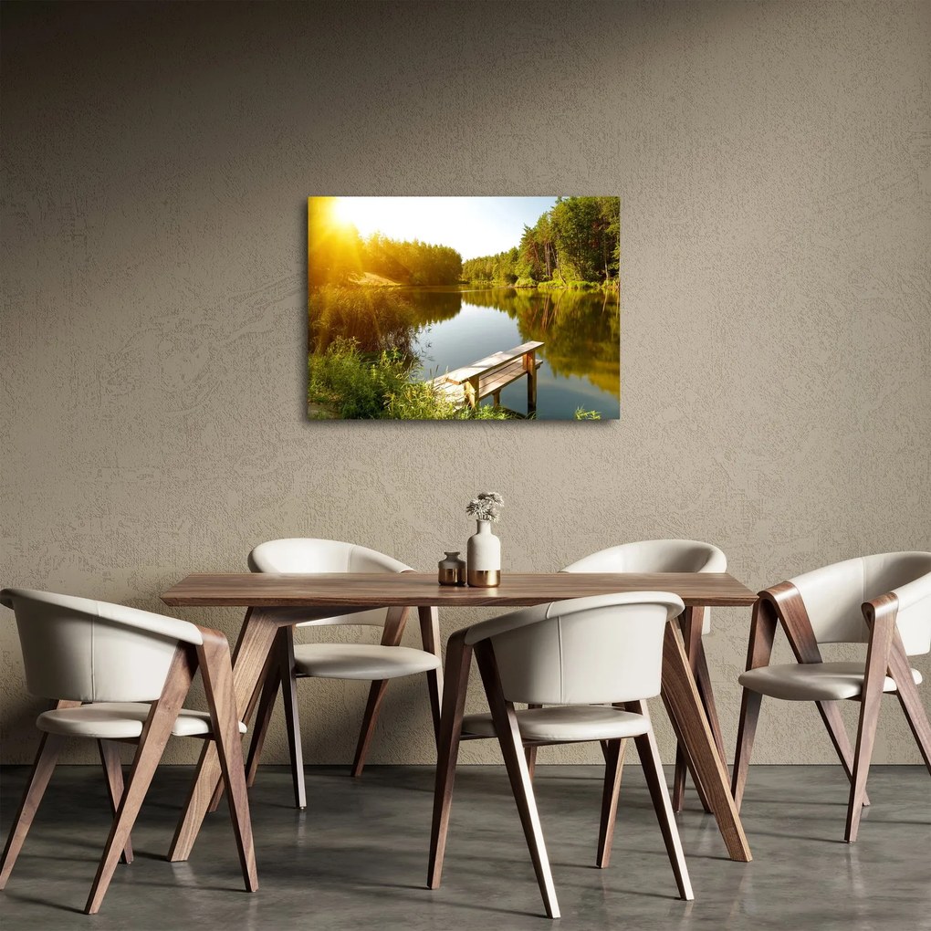 Obraz - Jazero pri lese (70x50 cm)