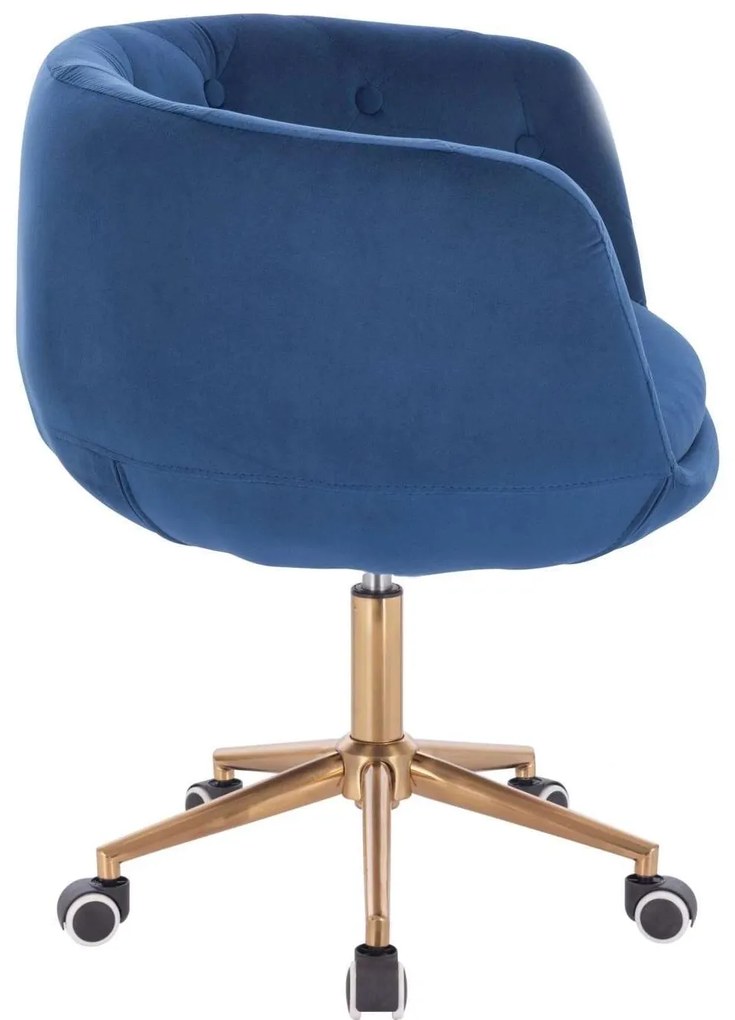 LuxuryForm DESIGN Kreslo MONTANA VELUR na zlaté podstave s kolieskami - modré