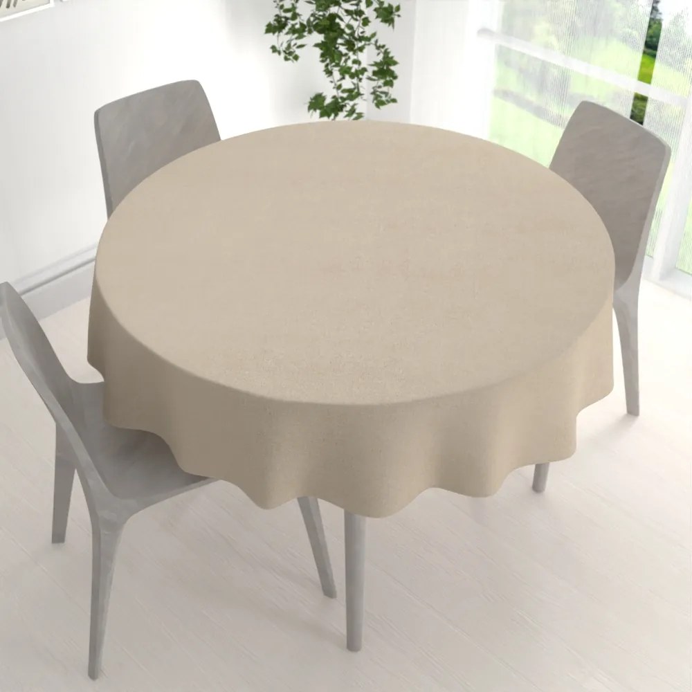 Biante Okrúhly obrus/imitácia brúsenej kože Alcantara ALC-007 Krémovo béžový Ø 100 cm