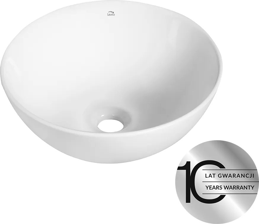 Laveo Umývadlo na dosku Sabi ø32,5 cm - VUS_6232, keramika, biele