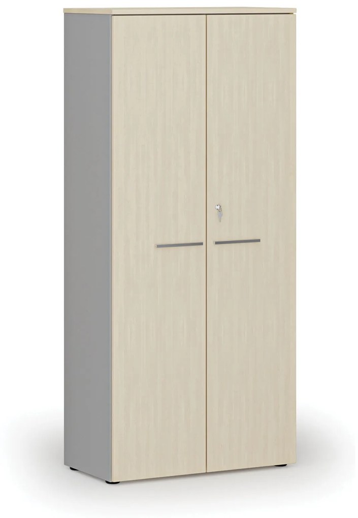 Kancelárska skriňa s dverami PRIMO GRAY, 1781 x 800 x 420 mm, sivá/breza