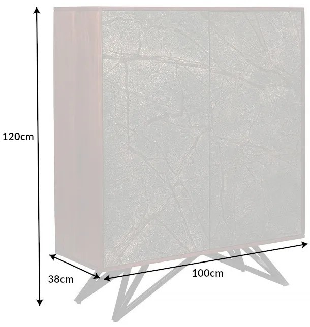 Dizajnová vysoká komoda Quillon 120 cm prírodný kameň