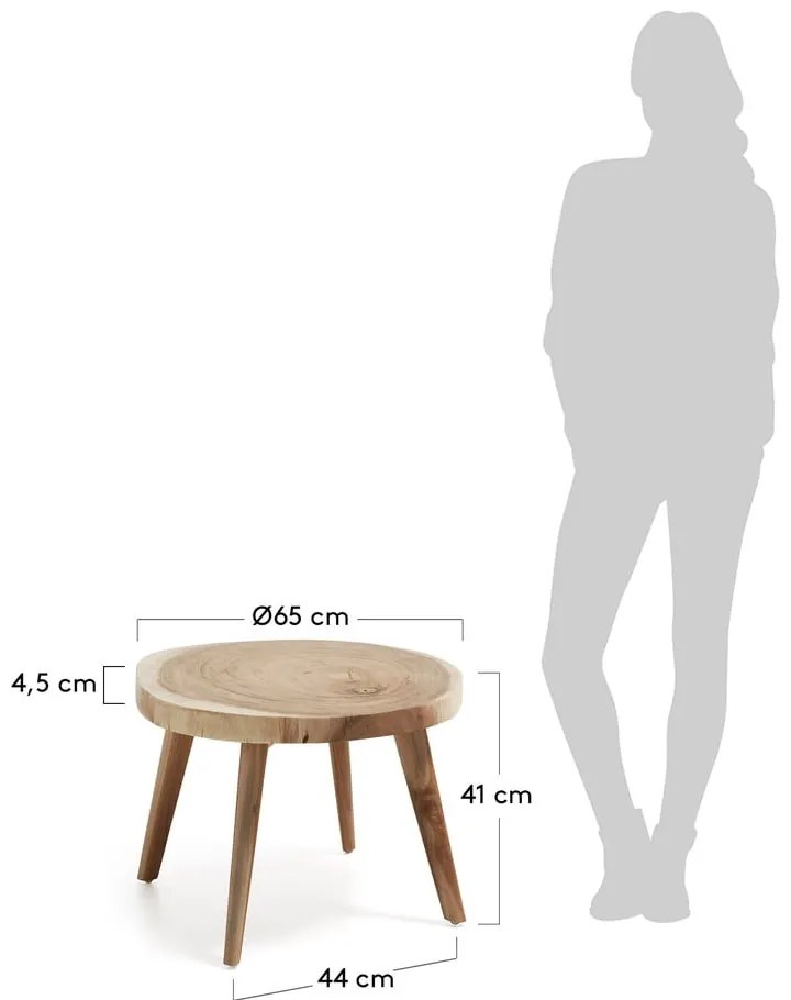 Okrúhly odkladací stolík z masívu munggur ø 65 cm Wellcres – Kave Home
