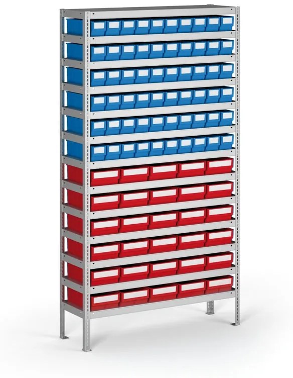 Regál s plastovými boxmi ShelfBox, 2000 x 1000 x 300 mm, 60x box A, 30x box D