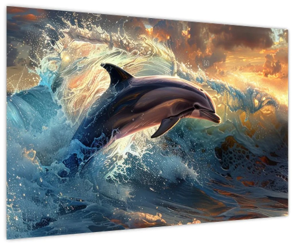 Obraz - Delfín, ilustrácie (90x60 cm)